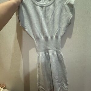 Light Gray Knit Waist-Detail Dress